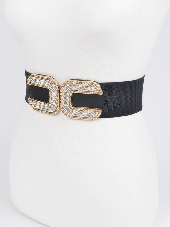 Rhinestone Buckle Stretch Belt